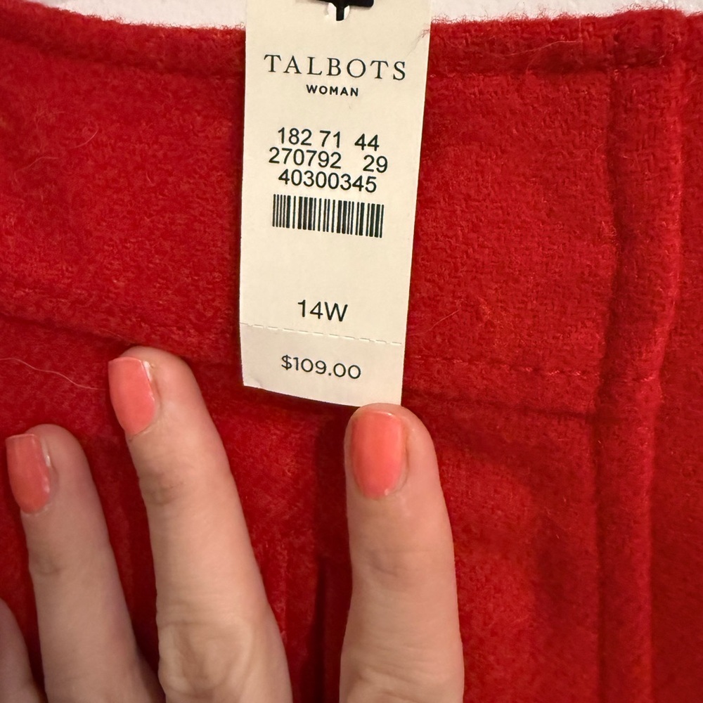 Talbot Vibrant Red Wool Blend Women's Skirt With Pockets Sz14W - Picture 3 of 4